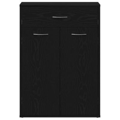 Schoenenrek met lade Zwart Eiken 60 x 35 x 84 cm Bewerkt hout