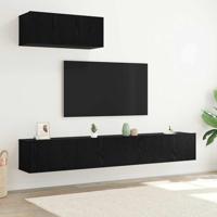 3-delige TV-kast set Wandmontage in Zwart Eiken, gefabriceerd hout - thumbnail