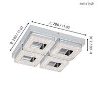 Eglo Led plafondlampFradelo 3000K - 4x4w - 28cm chroom met kristal - 95657 - thumbnail