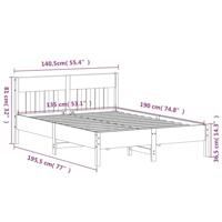 Bedframe zonder matras massief grenenhout wit 135x190 cm - thumbnail