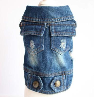Retro persoonlijkheid denim klein vest huisdier hond kleren huisdier jas maat: XS (donkerblauw)