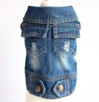 Retro persoonlijkheid denim klein vest huisdier hond kleren huisdier jas maat: XS (donkerblauw) - thumbnail