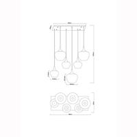 Globo Zwarte hanglampMaxy met rood glas 6-lichts - 15548-6HG - thumbnail