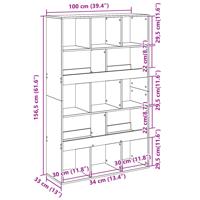 Boekenkast 100x33x156,5 cm bewerkt hout betongrijs - thumbnail