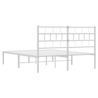 Bedframe met hoofdbord metaal wit 140x190 cm - thumbnail