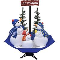 Kerstboom sneeuwend met paraplubasis 170 cm PVC blauw - thumbnail