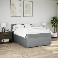 Boxspring met matras stof lichtgrijs 180x200 cm - thumbnail