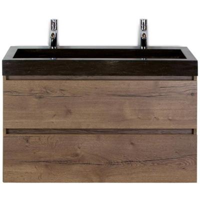 Maxx XL Badmeubelset 100 cm - Tabacco - Wastafel Lucca 2 Kraangaten