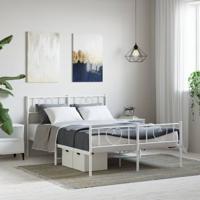Bedframe met hoofd- en voeteneinde metaal wit 135x190 cm - thumbnail