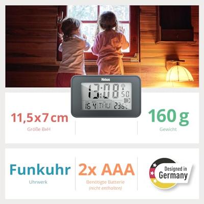 Mebus 51460 Wekker Zendergestuurd Antraciet Alarmtijden 2 - thumbnail