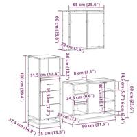 3-delige Badkamermeubelset bewerkt hout grijs sonoma eikenkleur - thumbnail