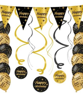 Classy Party Swirls Happy Birthday (12st) - thumbnail