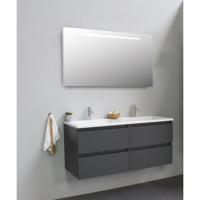 On-Line Badkamermeubelset - 120 cm - Voorgemonteerd - Acryl Wastafel - 2 Kraangaten - Spiegel met LED-Verlichting - Mat Antraciet - thumbnail