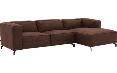 Goossens Bank Calvin bruin, micro leer, 3-zits, modern design