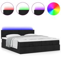 Ottoman bed met matrassen en LED's 180x200cm stof zwart - thumbnail