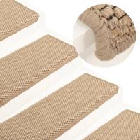 VidaXL Trapmatten zelfklevend 15 st sisal-look 65x21x4 cm zandkleurig - thumbnail