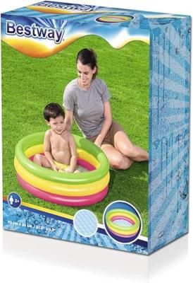 Bestway Opblaasbaar Kinderzwembad 3 Ringen Gevoerde Bodem 70x24 cm +2 Jaar Tuin 51128 - thumbnail