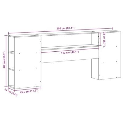Hoofdbord met opbergruimte 200 cm massief grenenhout wit