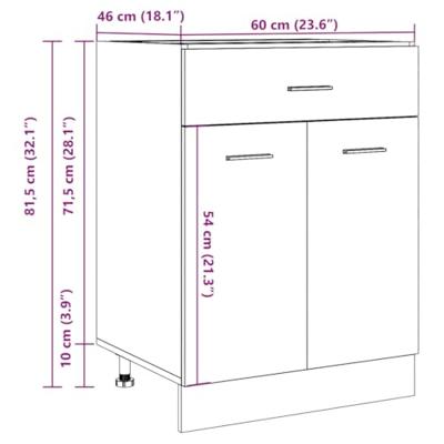 Onderkast met lade 60x46x81,5 cm bewerkt hout oud houtkleurig Onderkast met lade 60x46x81,5 cm bewerkt hout oud houtkleurig