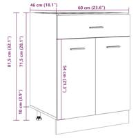 Onderkast met lade 60x46x81,5 cm bewerkt hout oud houtkleurig - thumbnail