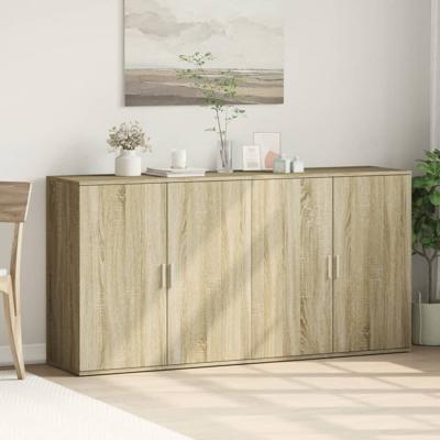 Dressoirs 2 st 79x38x80 cm bewerkt hout sonoma eikenkleurig