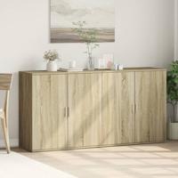 Dressoirs 2 st 79x38x80 cm bewerkt hout sonoma eikenkleurig - thumbnail