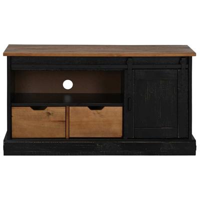 Tv-meubel HALDEN met schuifdeur zwart 110x40x60 cm massief hout