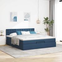Bed met matras 120x200 cm stof blauw - thumbnail