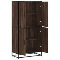 Hoge kast 68x35x139 cm bewerkt hout bruin eikenkleurig - thumbnail
