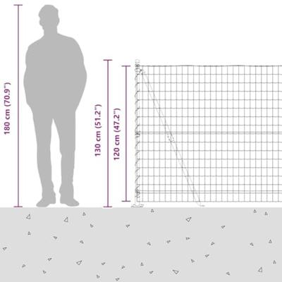 VidaXL Hek met paal grijs 1,2 x 10 m staal en pvc