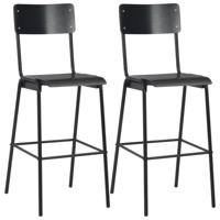 VidaXL Barstoelen 2 st massief multiplex staal zwart - thumbnail