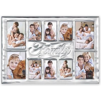 Haes Deco Verzilverde Multi / Collage Fotolijst FAMILY; voor 6 foto's 7x10 en 4 foto's 10x15 cm - B12681HS
