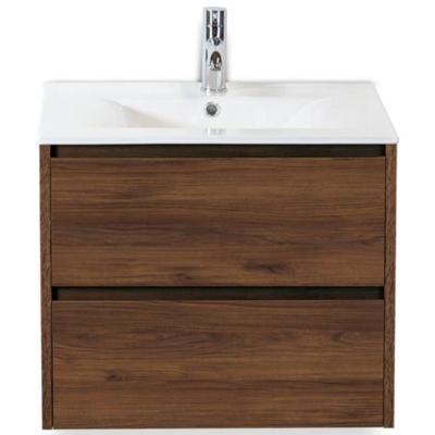 Dante Badmeubelset 60 cm - Walnoot - Keramische Wastafel Wit Enjoy