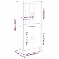 Hoge kast 2 pcs artisanaal eikenkleurig 69,5 x 34 x 180 cm - thumbnail