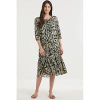 Fransa maxi jurk van gerecycled polyester mintgroen/donkergroen/oranje - thumbnail