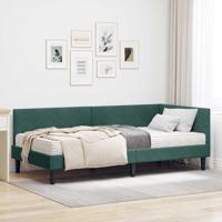 Hoekbedframe met Matras Anders 2 pcs Groen Fluweel - thumbnail