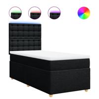Boxspring met matras stof zwart 90x190 cm - thumbnail