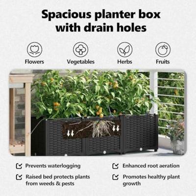 VidaXL Tuin bloempot 3 pcs zwart staal