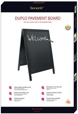 Stoepbord securit 700x1250x40mm zwart hout Stoepbord securit 700x1250x40mm zwart hout