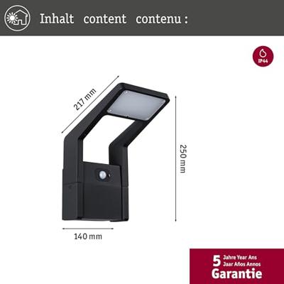 Paulmann Juntea PIR 94859 LED-buitenlamp (wand) LED 11 W Antraciet Paulmann Juntea PIR 94859 LED-buitenlamp (wand) LED 11 W Antraciet