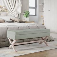 Opbergkruk 110x45x49 cm fluweel lichtgrijs - thumbnail