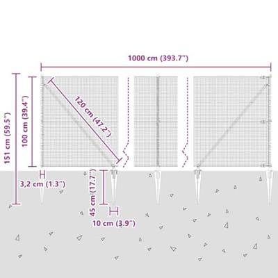 VidaXL Afrasteringspaal zilver 10 x 1 m (16 x 16 mm gaas) staal