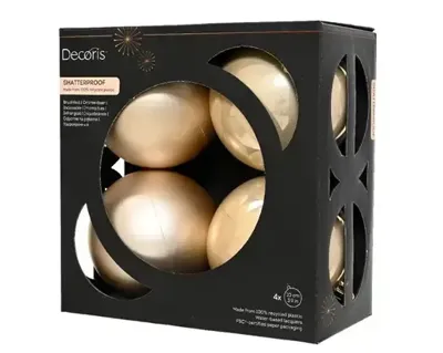 Decoris kerstballenset plastic d10cm 4st parel