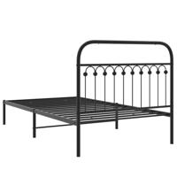 Bedframe met hoofdbord metaal zwart 107x203 cm - thumbnail