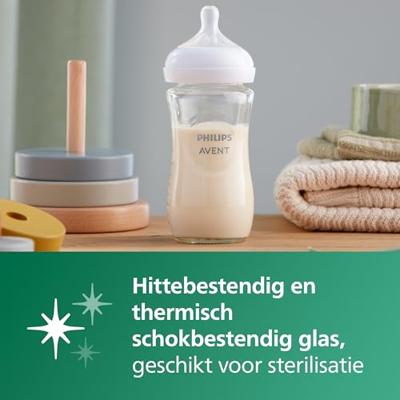 Set van 2 glazen flesjes 240 ml Philips AVENT Natural Response doorzichtig - thumbnail