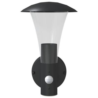 VidaXL Buitenwandlamp met sensor roestvrij staal zwart VidaXL Buitenwandlamp met sensor roestvrij staal zwart