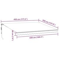 Luifel handmatig uittrekbaar en LED 450x350 cm antraciet en wit - thumbnail