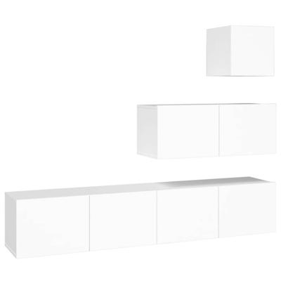4-delige Tv-meubelset bewerkt hout wit