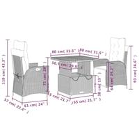 3-delige Tuinset met kussens poly rattan beige - thumbnail