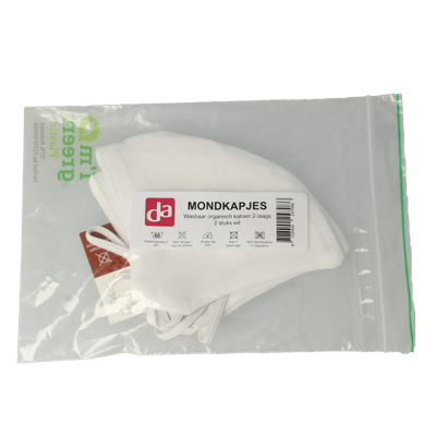 Easyessentials Mondkapje katoen 2-laags wit 2 Stuks